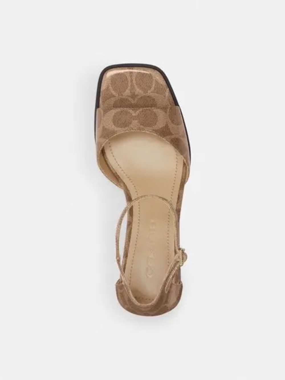 Coach Brown Signature Block Heel Sandal with Ankle Strap Patent - Picture 3 of 9